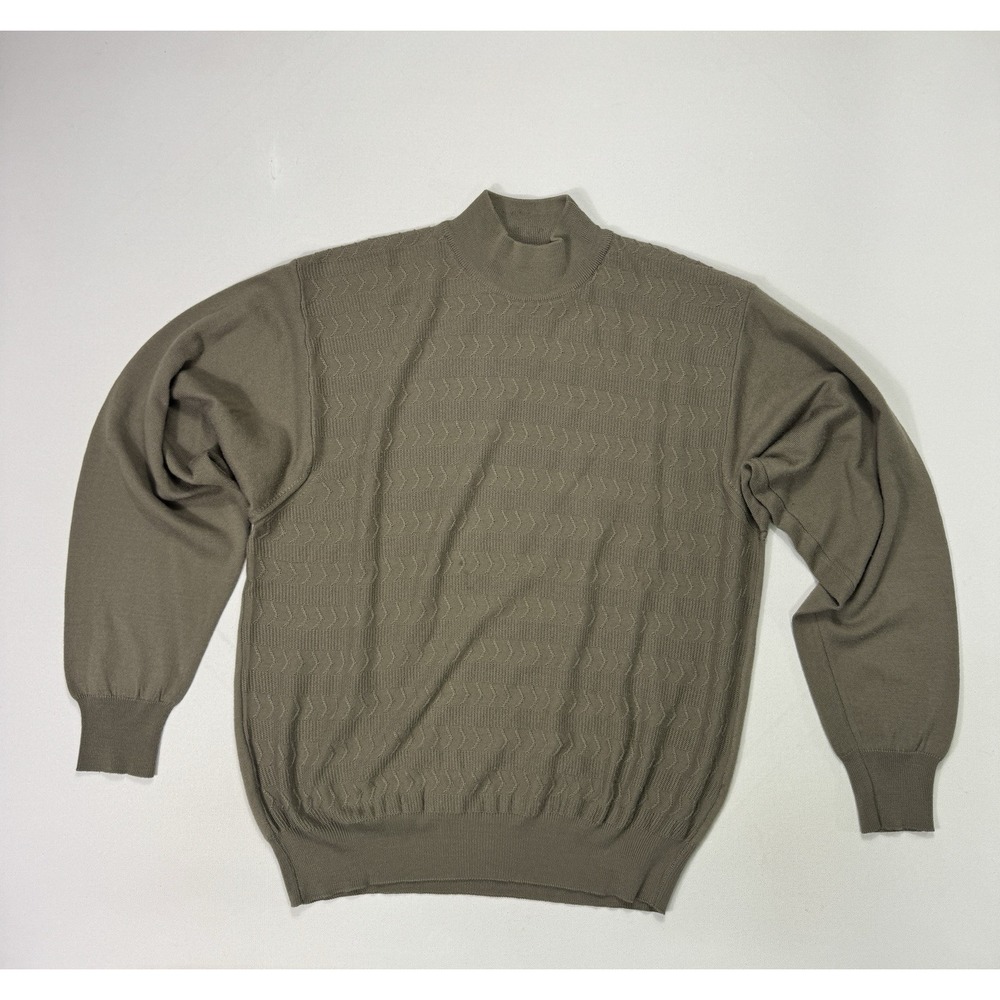 Alan Stuart Italy Merino Wool Blend Mock Neck Sweater Men Medium Luxury Brown